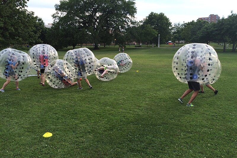 DMC playing Bubble Soccer