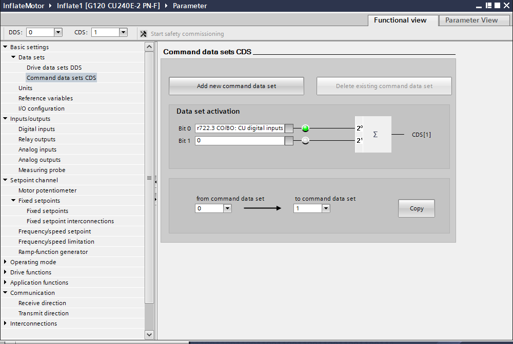 Command data set configuration