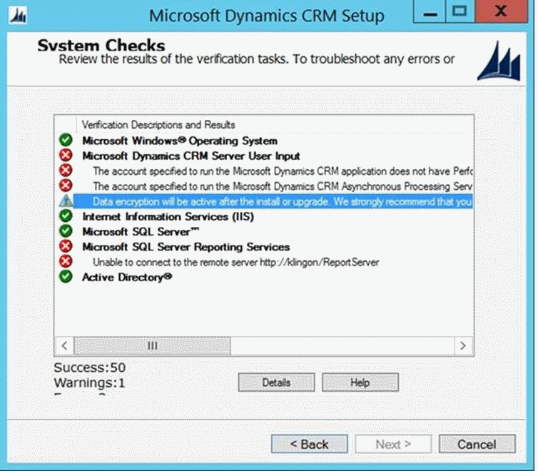 The account specified to run the Microsoft Dynamics CRM...