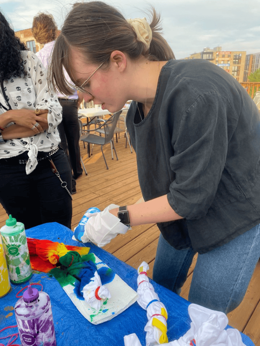 DMC Chicago chowed down on empanadas and cupcakes before tie dying Pride shirt