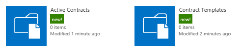 Created Document Libraries Active Contracts and Contract Templates