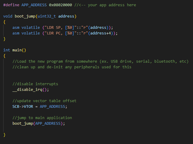 Custom Bootloader Code Snippet