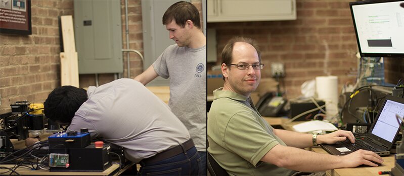 Jeff McCormick and Nikhil Holday use the xCarv to make custom tap handles for the Kegerator. Ken Brey came in for this assist. 