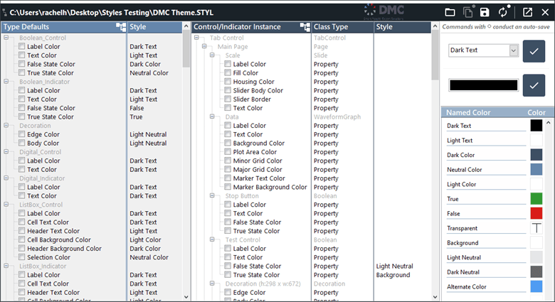 LabVIEW style configuration tool