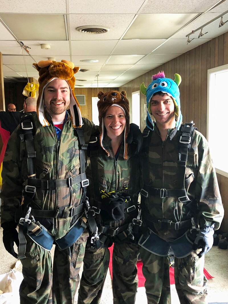 David, Katherine and Brian Skydiving