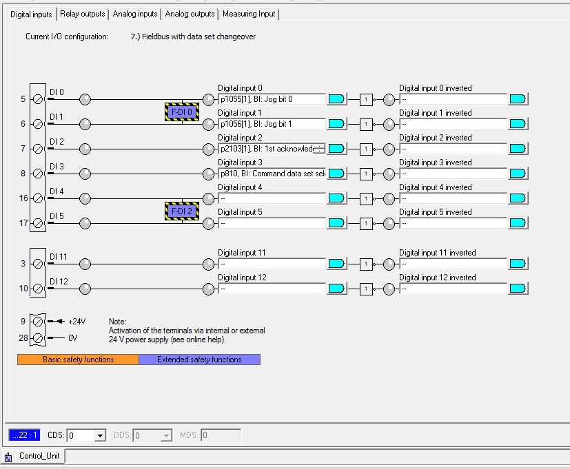 VFD factory default input output settings