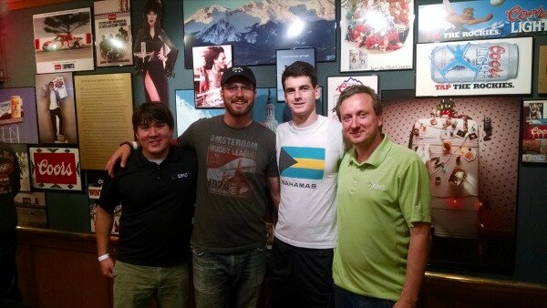 The four engineers who work in DMC Denver pose for a group picture at Coors Brewery.