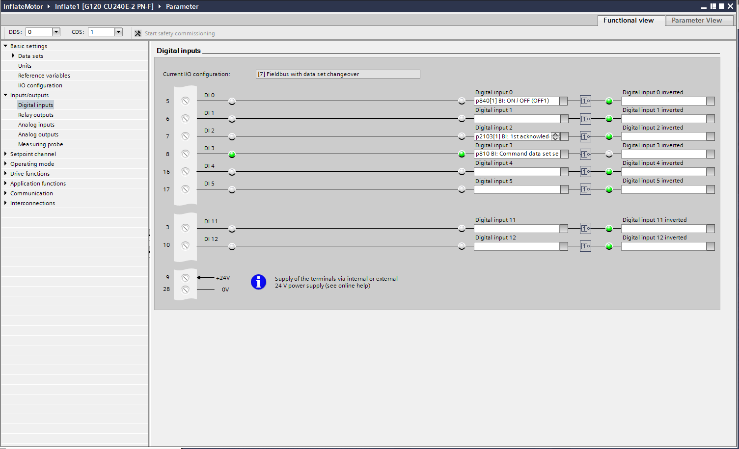 Digital input configuration