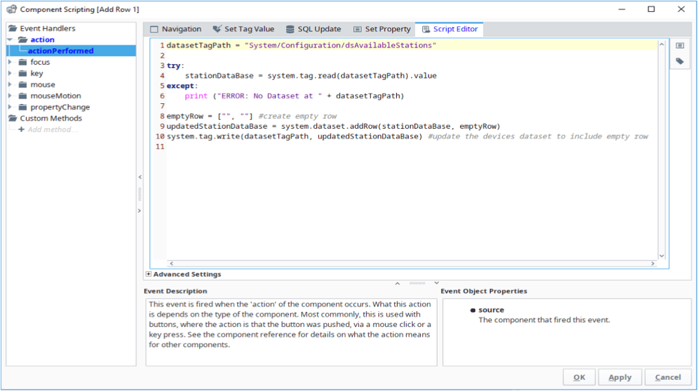 Ignition interface - component scripting