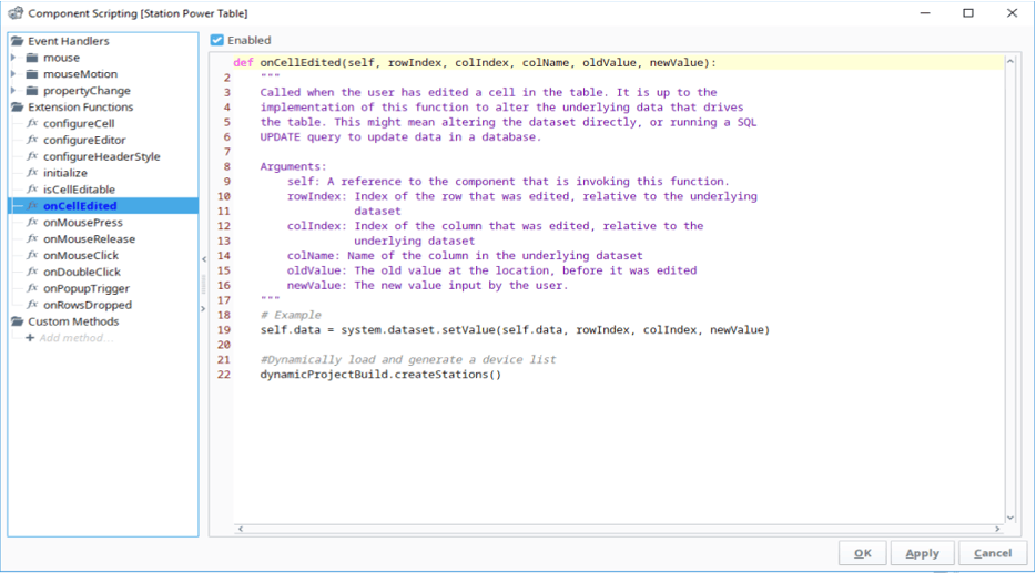 adding createStations() script in ignition