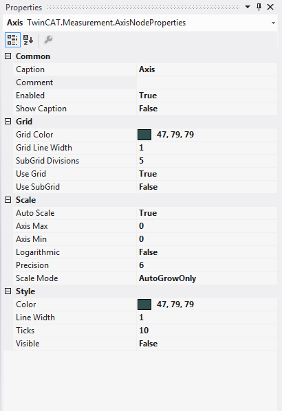 Editing axis properties