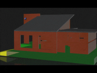 GIF of a 3D house model demonstrating auto transparency in EyeShot