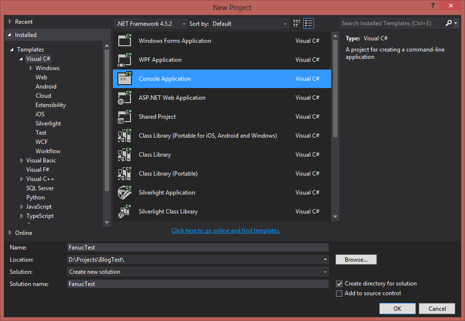 FANUC Console application 