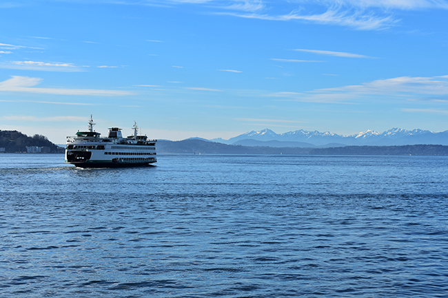 Ferry in Seattle crossing channel