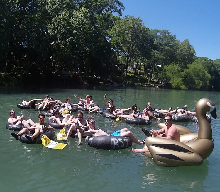 DMC Houston YOE attendees float down the Guadalupe River. 