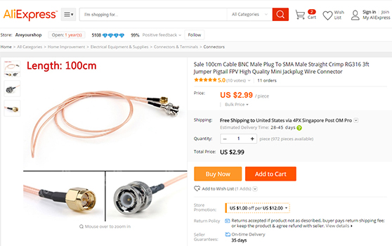 BNC Male Cable on AliExpress