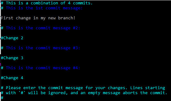 Comment out the other changes so they do not show up in the commit message