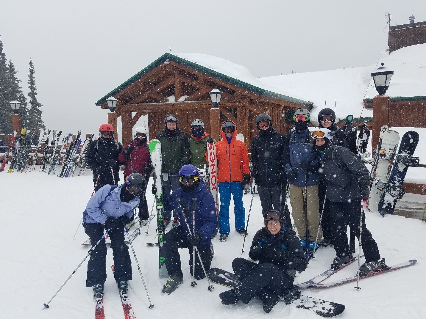 Group photo of skiers.