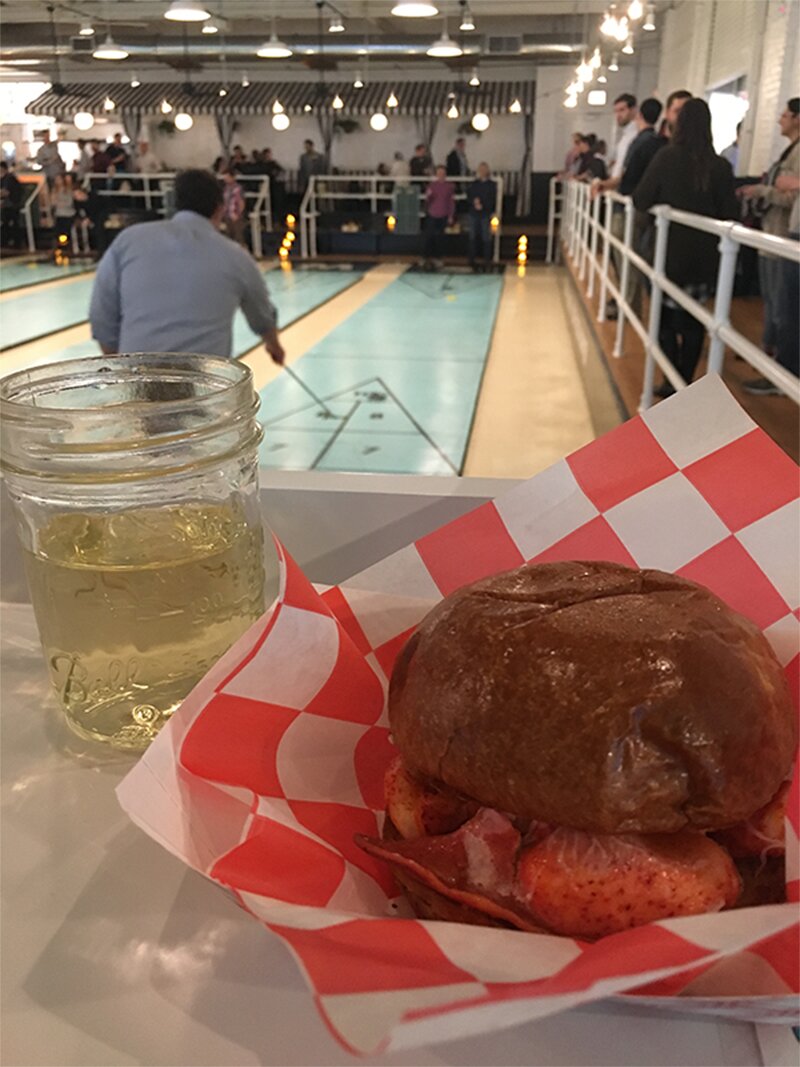 Happy Lobster at Royal Palms Shuffleboard in Chicago.