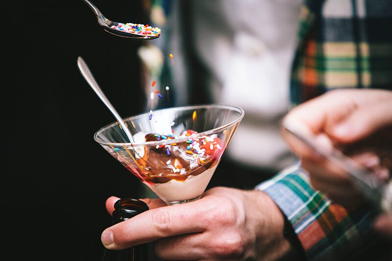 Cheesecake martinis were served at DMC Chicago's holiday party