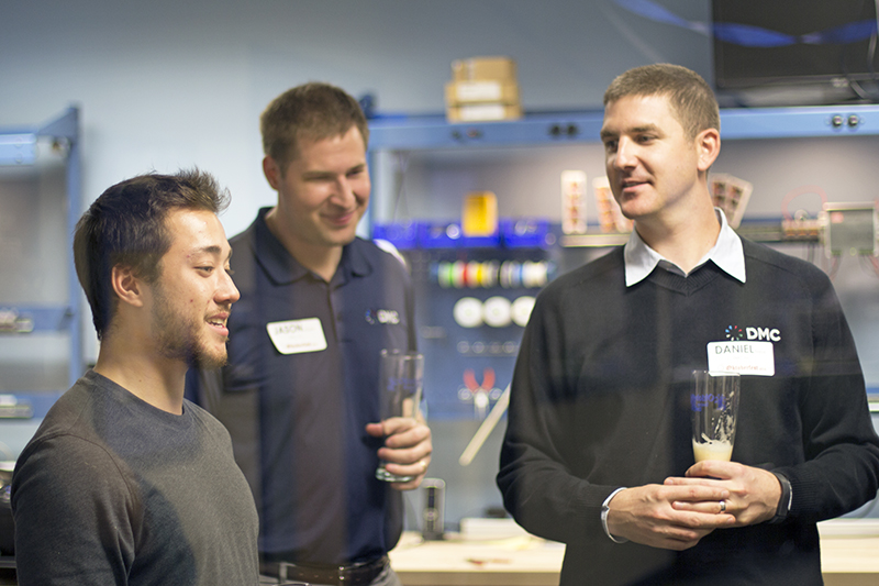 Employees and guests enjoy homebrewed beer.