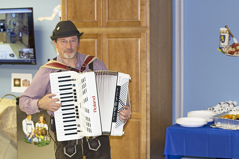 Our very oen accordian player showed up in Boston to play some tunes.