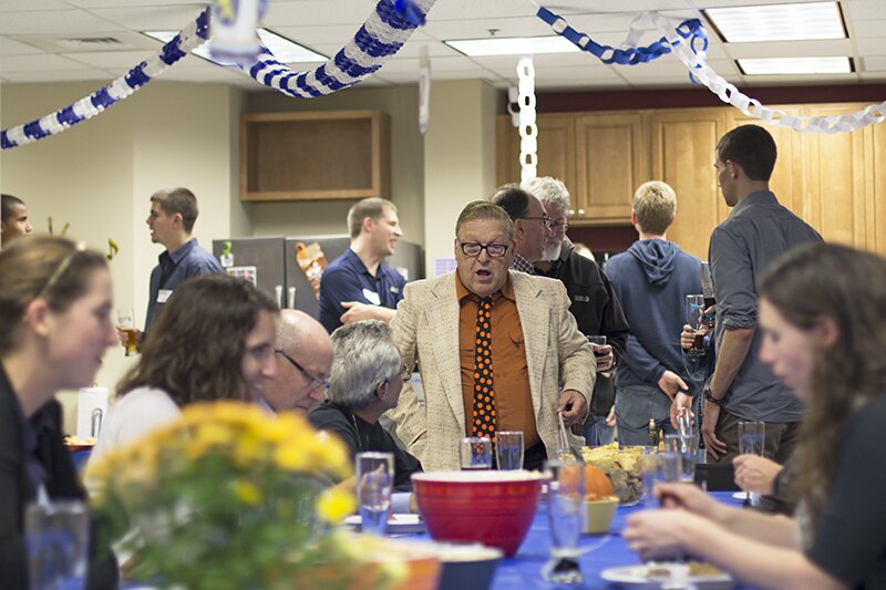 The magician made his rounds during the Oktoberfest party.