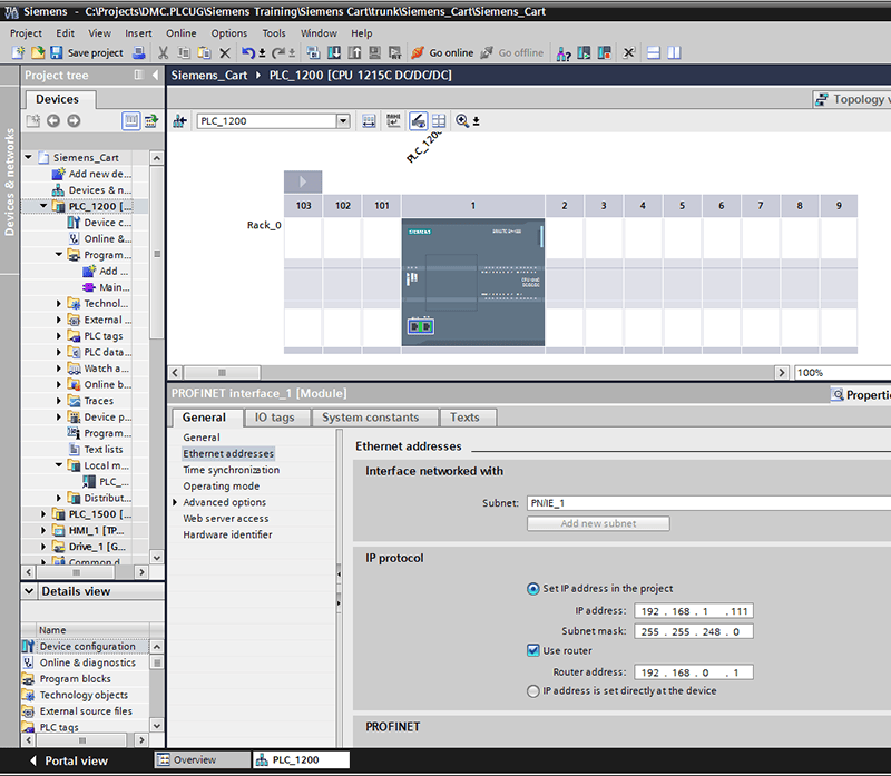 Select the Ethernet port in the hardware config of your PLC in Siemens TIA Portal