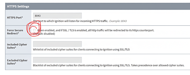 Ignition HTTPS Settings