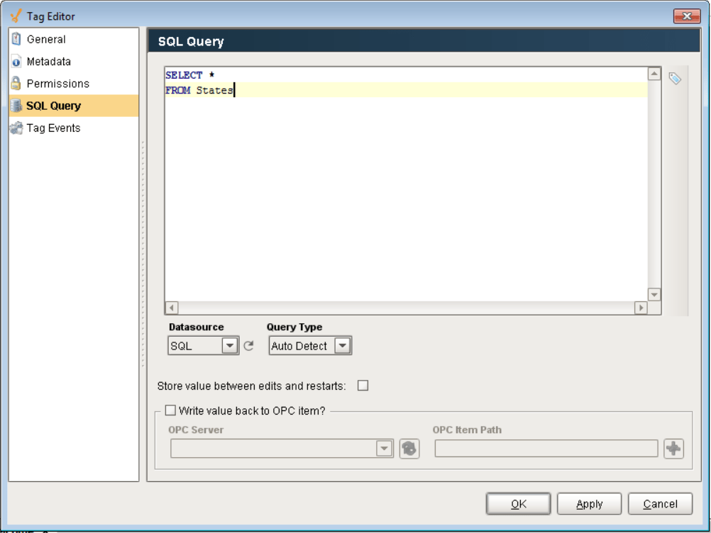 Screenshot showing query tag that has a data type of dataset.