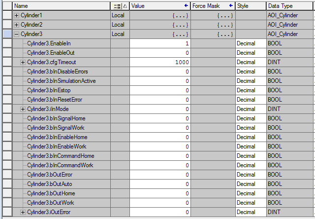 Instantiated cylinder AOIs in Logix Designer