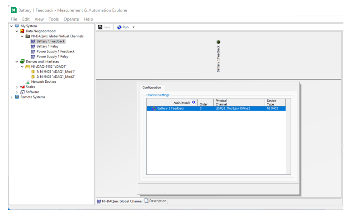 Screenshot of four global virtual channels