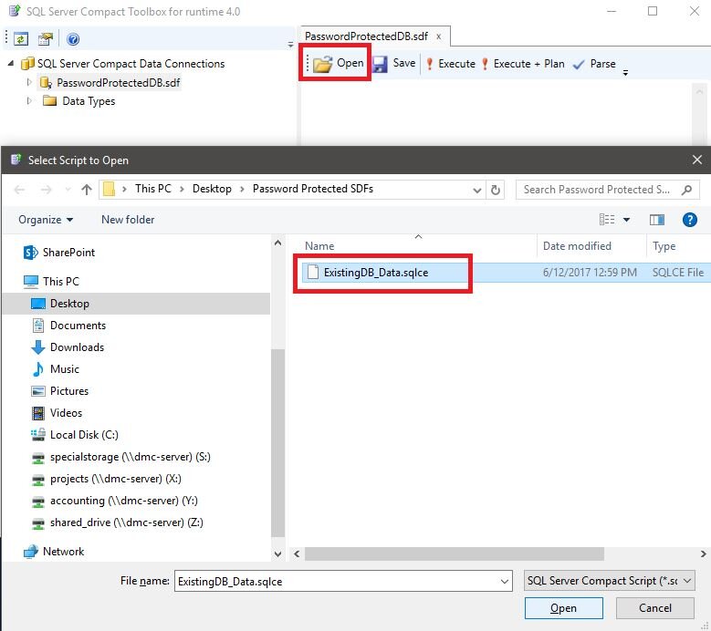 Navigate to existing SQLCE file