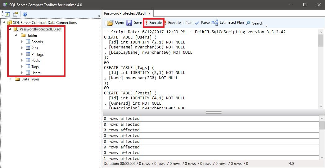 Execute operation and verify populated .SDF file