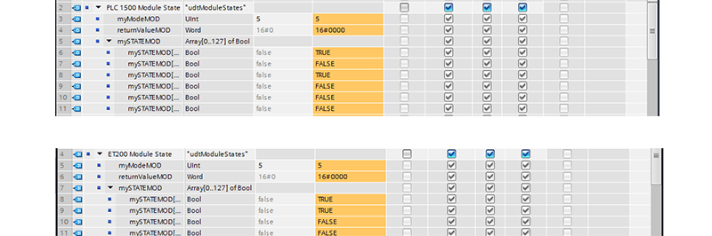 Incorrect states 1 and 2 on TIA portal