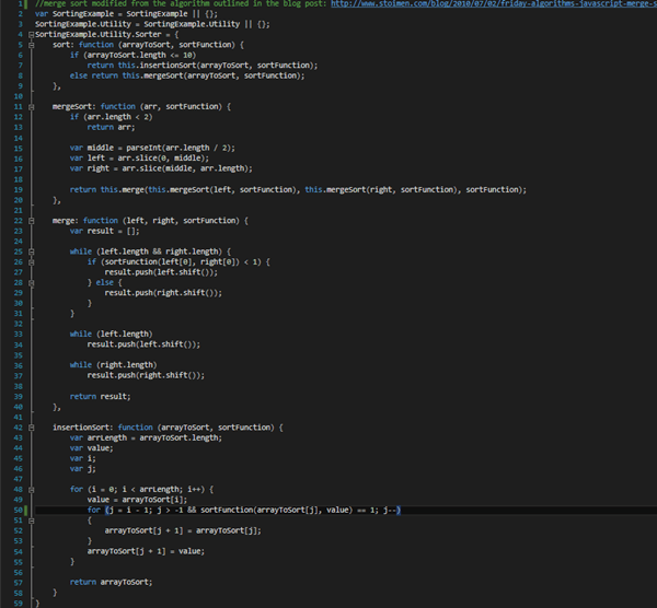 Customer sorting functions in JavaScript