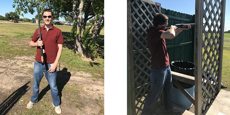 Jesse Batche shows off his shooting skills during some practice shooting.