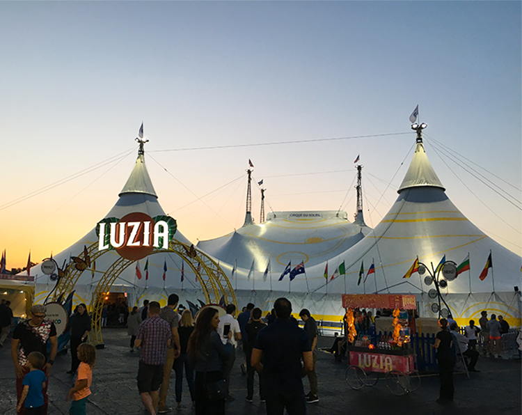 Photo outside of Cirque du Soleil tent.