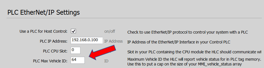 MagneMotion PLC EtherNet/IP Settings