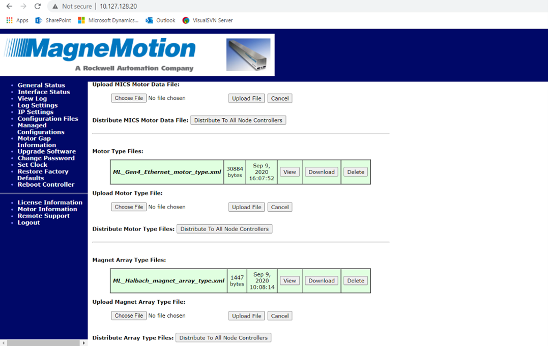 MagneMotion Upgrade Software Page