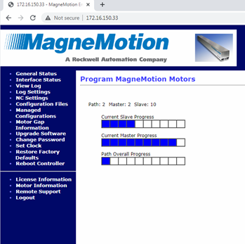 Program MagneMotion Motors Webpage