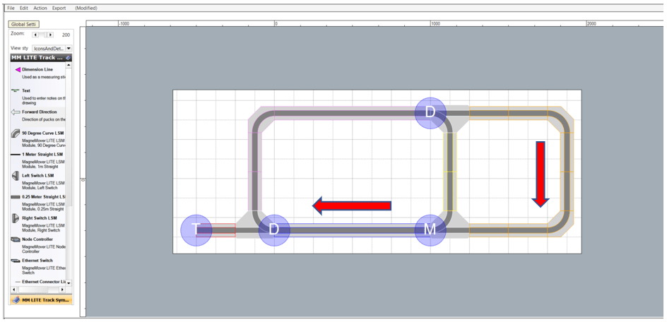 Magnemotion configurator direction diagram