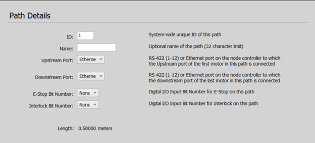 Magnemotion path details UI screenshot