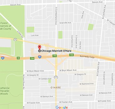 Screenshot of map showing location of Marriott Hotel by O'Hare.