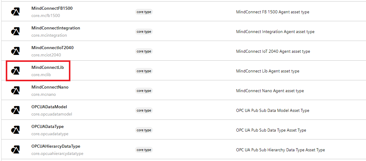 MindSphere offers assets designed for applications with IoT, OPC UA and much more but here we are interested in the MindConnectLib asset type