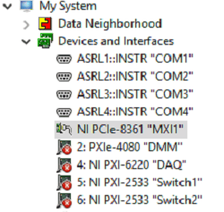 NI MAX LabVIEW PXI Chassis Modules