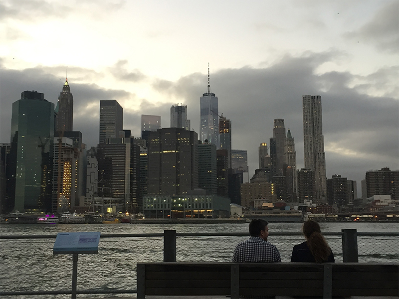 Admiring Manhattan from Brooklyn at the NY YOE