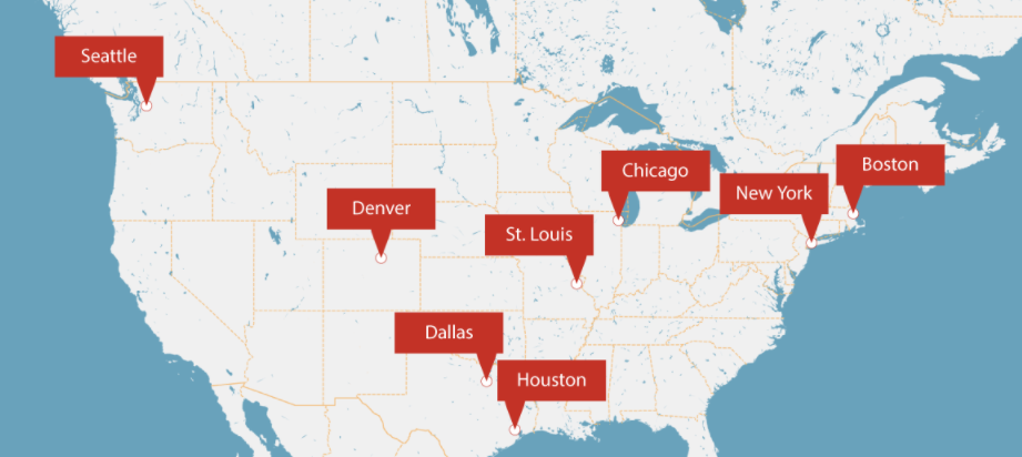map of all DMC offices across the USA