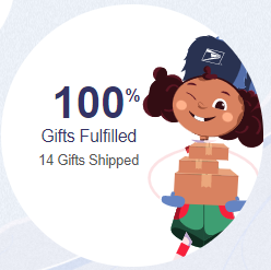 Operation Santa - 100% of gifts fulfilled screen