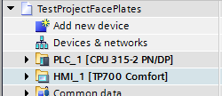 Creating a project for adding start and stop buttons to a Comfort Panel HMI using Faceplates